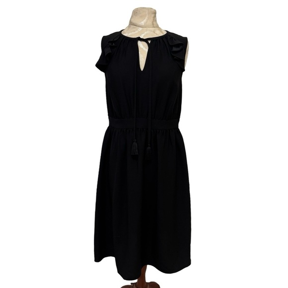 Kate Spade Rambling Rose Crepe Ruffle Fit & Flare Black Dress Size Medium NWT - Picture 4 of 14